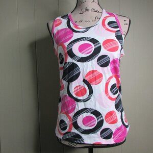 Be Inspired Tank Top M Circles White Pink Black Athletic Workout